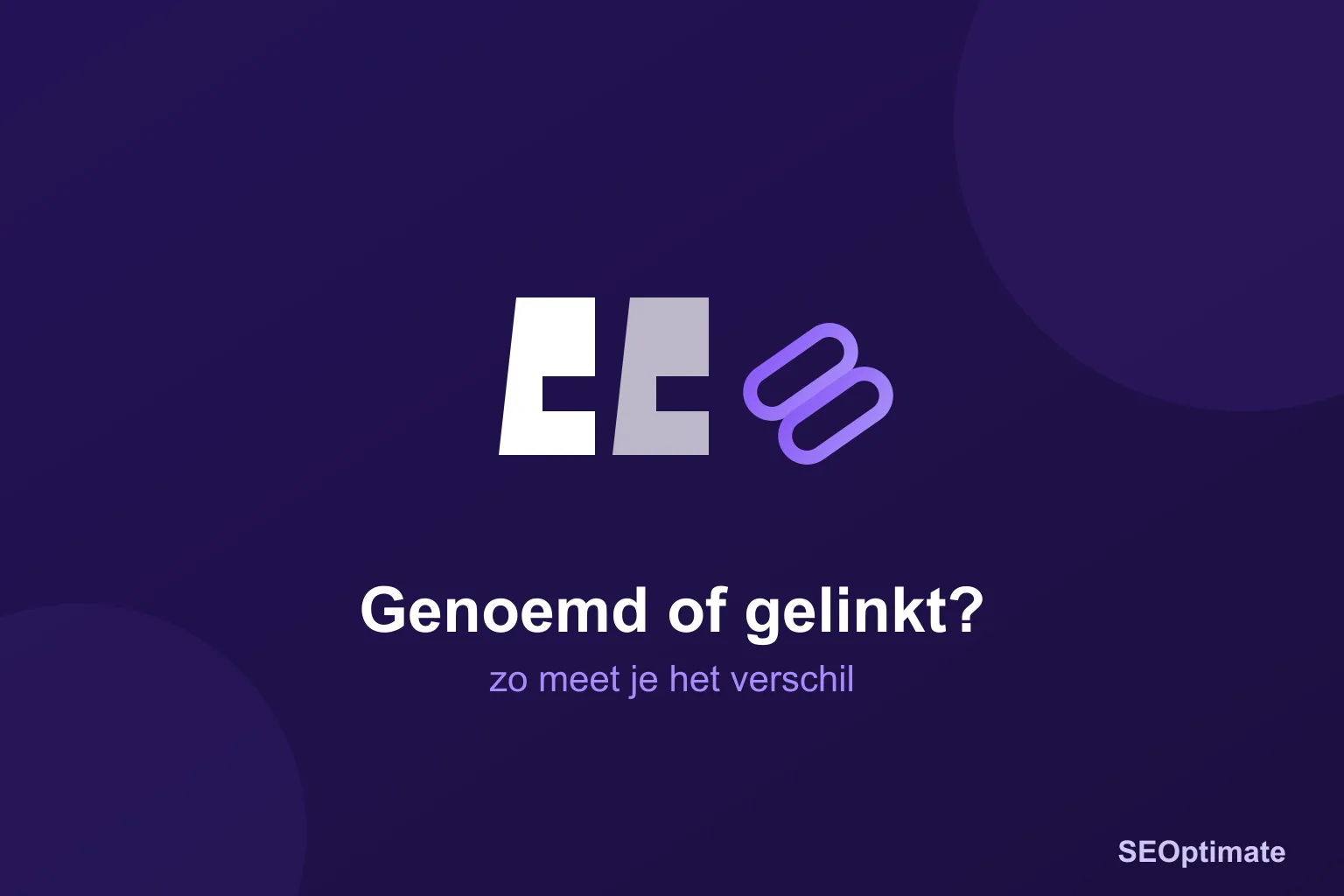 Aanhalingsteken en linkicoon op donkerpaarse achtergrond, titel: genoemd of gelinkt in een AI-antwoord