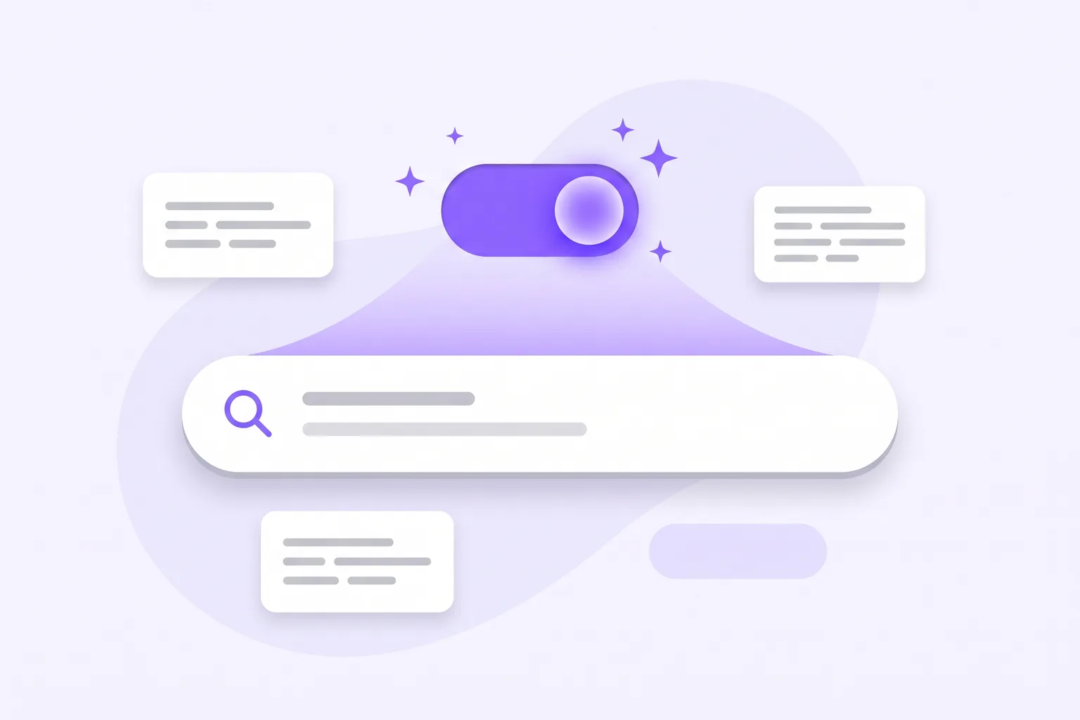 Illustratie van een grote aan-schakelaar die de AI-modus van Google activeert