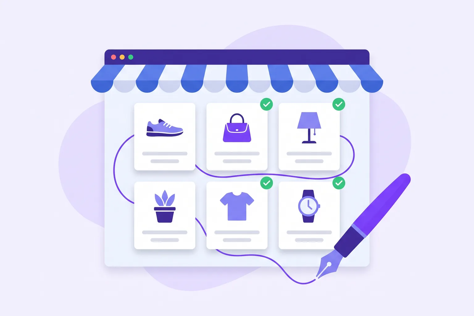 Illustratie bij een gids over het schrijven van categorieteksten voor webshops