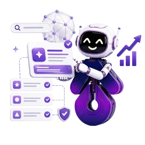 SEOptimate robot checking AI assistant answers for brand mentions